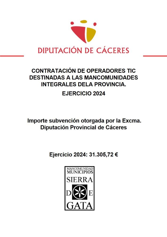 Cartel de Contratación de Operadores TIC, Ejercicio 2024: 31305,72 Euros.