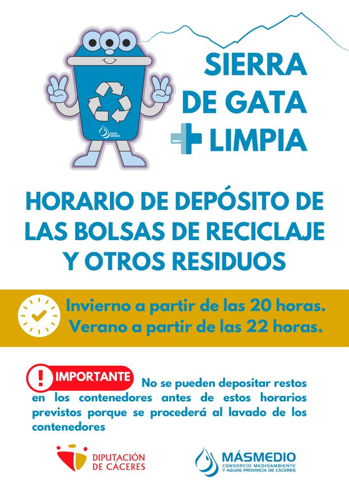 Imagen Horario de depósito de bolsas de reciclaje y otros residuos.