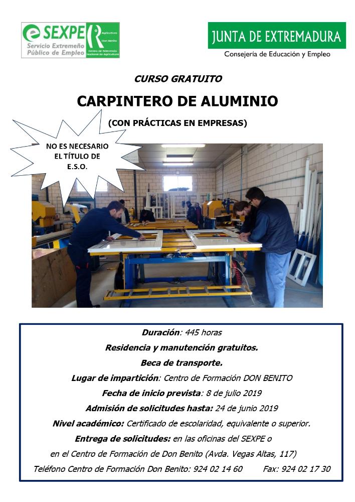 Imagen Curso de Carpintero de Aluminio - Centro de formación de Don Benito