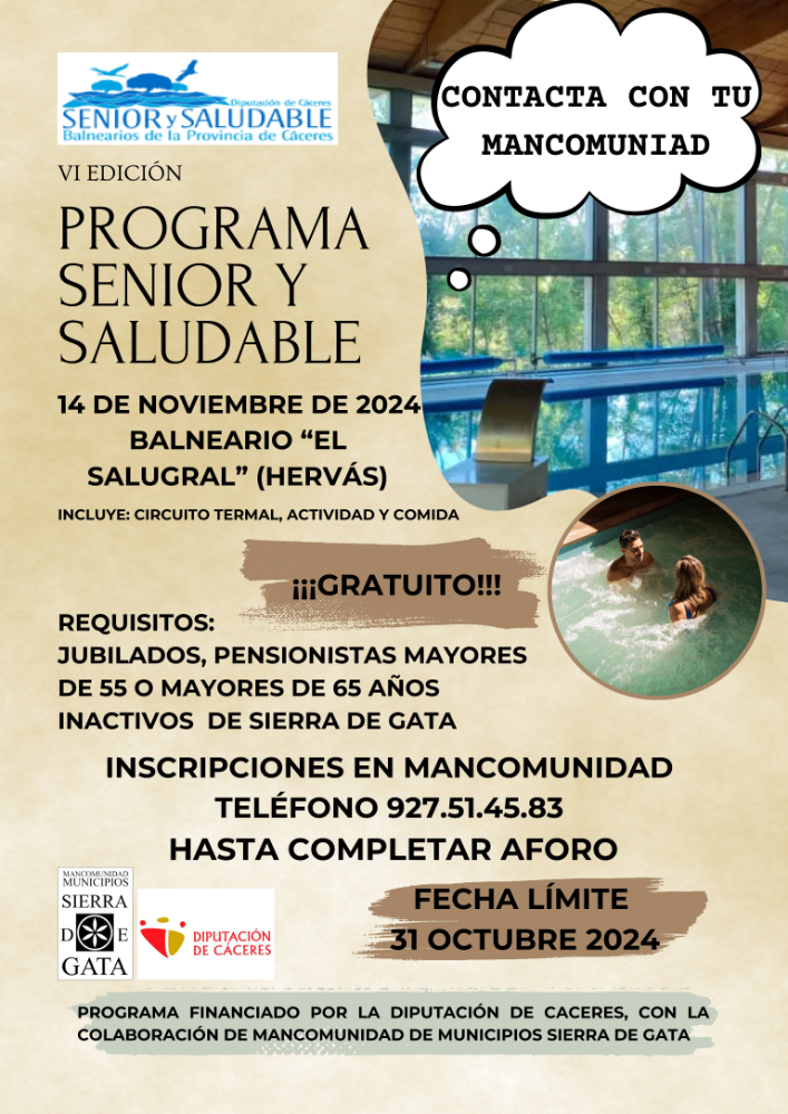 Imagen VI edición Programa Senior y Saludable. 14 de noviembre Balneario 