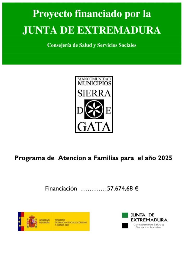 Imagen Financiación para el programa de Atención a Familias para el año 2025.