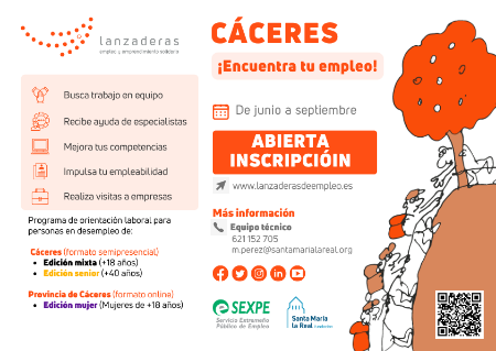 Imagen Lanzaderas de Empleo llega a Cáceres con un programa GRATUITO de orientación laboral. De junio a septiembre.