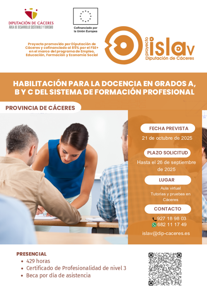 Imagen ISLA V - Habilitación para la docencia en grados A,B y C del Sistema de Formación Profesional