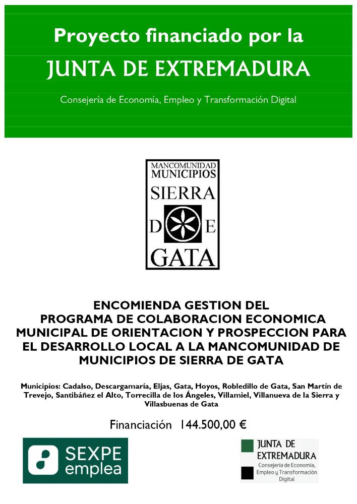 Imagen Encomienda Gestión del programa de colaboración económica municipal de Orientación y Prospección para el Desarrollo Local a la Mancomunidad de Municipios de Sierra de Gata