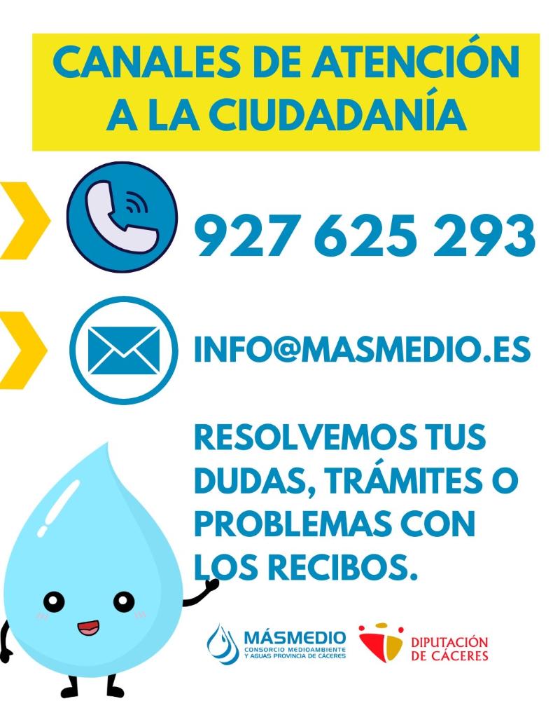 Imagen Canales de Atención al público para todo lo relacionado con altas, bajas, cambios de titular, domiciliaciones y otros trámites relacionados con la gestión de los servicios medioambientales del Consorcio MásMedio