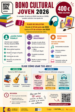 Imagen Acceso al Bono Cultural Joven 2026 para la juventud rural de Cáceres