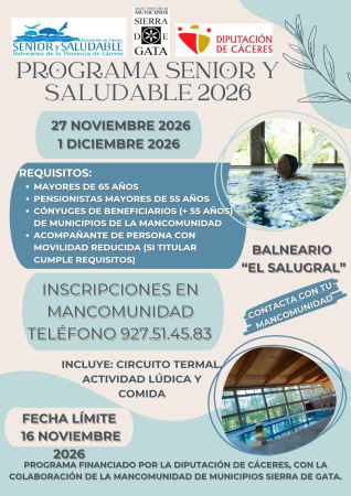 Imagen Abierto el plazo de inscripción para el Programa Sénior y Saludable 2026