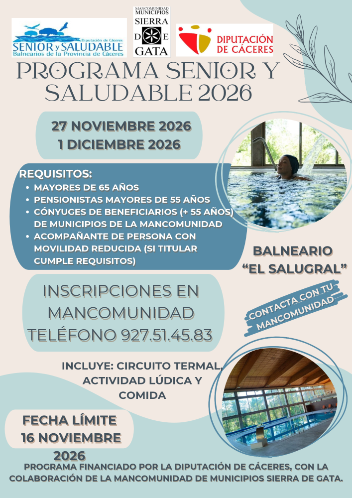 Imagen Abierto el plazo de inscripción para el Programa Sénior y Saludable 2026